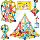 Blocos de Construção Magnéticos 3D – Brinquedo Educativo com Ímãs, Varas e Bolas para Montagem - Criatividade Infantil