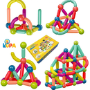 Blocos de Construção Magnéticos 3D – Brinquedo Educativo com Ímãs, Varas e Bolas para Montagem - Criatividade Infantil