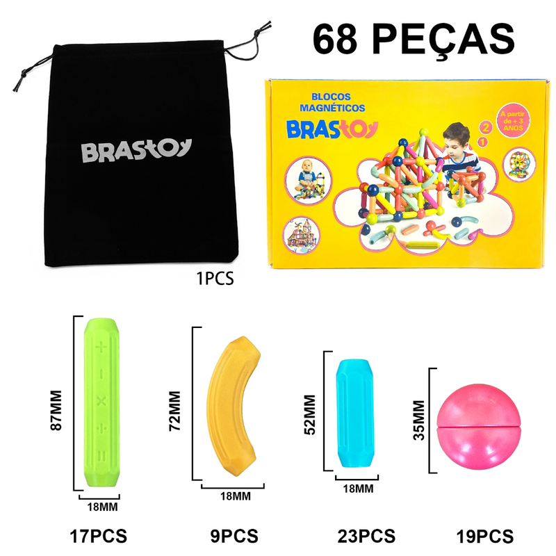 BRASTOY Blocos De Construção 3d Magnéticos Brinquedo ímã Varas Bolas Jogo Montagem Para Crianças