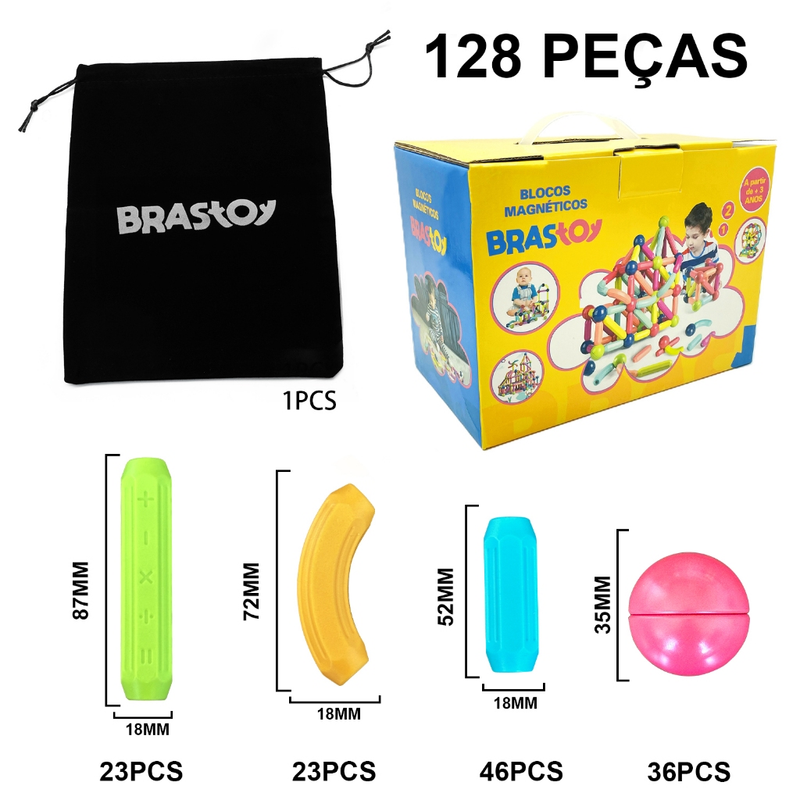 BRASTOY Blocos De Construção 3d Magnéticos Brinquedo ímã Varas Bolas Jogo Montagem Para Crianças