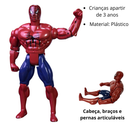 Boneco Personagem Super Herói Brinquedo Articulável Menino 30cm Caixa Dia Das Crianças Brincar Presente Aniversário